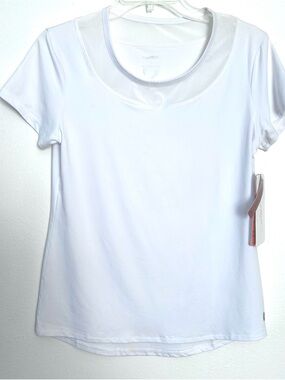 NWT X by Gottex White Women’s M Mesh Vented Neckline Short Sleeve Athletic
